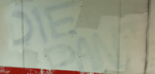 Remnants of the season one graffiti incident